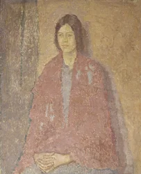 Nuori nainen punaisessa huivissa, noin 1912 (öljy kankaalle).