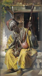 ""Fumeur de pipe a eau"" (narghile) (Vesipiippujen tupakoitsija) Peinture de Gyula Tornai (1861-1928) Öljy puulle 1903 Koko 58x34 cm Yksityinen kokoelma
