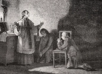 Ludvig XVI (1754-93) rukouksessa ennen teloitustaan