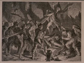 Teurastus vankiloissa syyskuussa 1792, kaiverrus Jean-Baptiste Charles Carbonneau (s.1815)