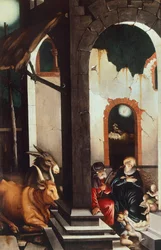 Syntymä, kirjoittanut Hans Baldung (1484-1485 - 1545), paneeli