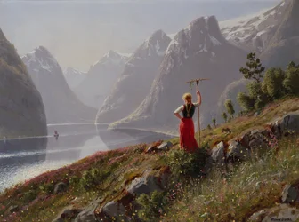 Girl with a rake in fjord landscape   1319038   fi       finnish Successfully Translated  Original: Buddhist angel--Apsaras Translat: Buddhist angel--Apsaras 1240007 fi finnish Successfully Translated Original: Madhava Faces a Man Holding a Scale, from a M