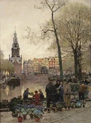 Flowermarket Amsterdamissa, Muntin takana (öljy kankaalle)
