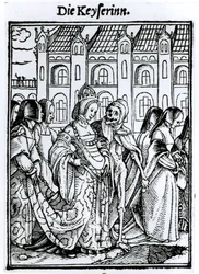 Kuolema ja keisarinna, teoksesta "Kuoleman tanssi", kaiverrus Hans Lutzelburger, n. 1538