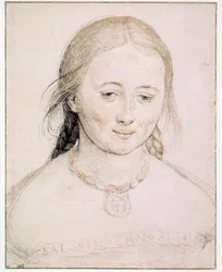 Nuoren naisen pää Piirustus metallin, kynän ja veren kärjessä Hans Holbein vanha (1460-1524) 1500-luvun aurinko. 0,19x0,15 m Pariisi, Musee du Louvre