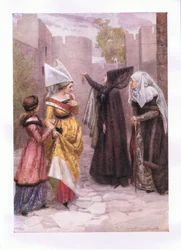 Sääliväthän te muinaiset kivet noita hentoja lapsia, jotka kateus on muurienne sisään sulkenut (Rikhard III), teoksesta Shakespearen kootut teokset, julkaisija George Harrap & Co Ltd, 1920-luku