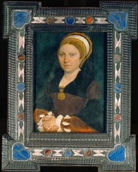Englantilaisen naisen muotokuva, vuoden 1540 jälkeen (maalaus tammipuulle)