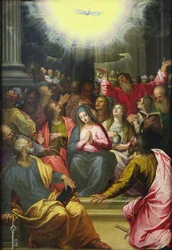 Pyhän Hengen laskeutuminen, 1594-95 (öljy kuparille)