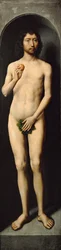 Adam. Pyhän Johannes Kastajan pienen triptyykin sivusiipi - Hans Memling (1433/40-1494). Öljy puulle, n. 1485. Mitat : 69,4x17,2 cm. Taidehistoriallinen museo, Vienne