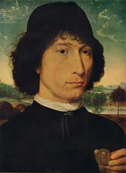 Muotokuva miehestä, jolla on keisari Neron kolikko, 1474