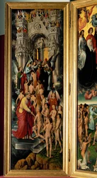 Triptyykki Viimeinen tuomio, vasen paneeli: Oikeamielisten vastaanottaminen taivaaseen (triptyykki paneelissa).