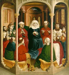 Pyhän Hengen laskeutuminen helluntai. Wurzachin alttarin siivet, 1437