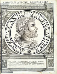 Heliogabalus, kuvitus idän ja lännen antiikin Rooman keisarien aidoimmista kuvista, Rudolph Wyssenbachin puupiirros, Andreas Gesnerin painaja, Zürich,