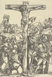 Ristiinnaulitseminen, julkaisusta The Decided Garden of the Rosary Marie, 1505.