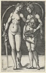 Judith Holofernesin pään ja palvelijan kanssa Judith (otsikko esineessä)