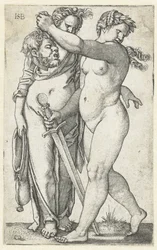Judith Holofernesin pään ja palvelijan kanssa