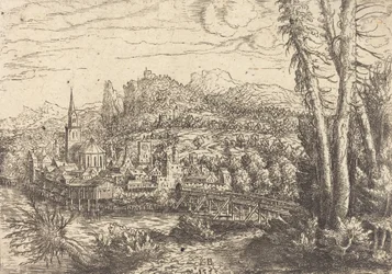 Näkymä kaupunkiin lähellä jokea, 1553.