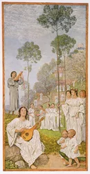 Taivas, kuvitus "Festkalenderista", julkaistu Leipzigissä n. 1910