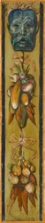 Wandfries aus dem Musiksaal des Hauses Pringsheim, München: Bärtige Maske mit Gemüsebündeln. Rechts von Inv.-Nr. 1917