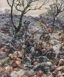 Ranskan etulinjan romahtaminen Pubista The Illustrated History of the World War 1914-1915. kirjoittanut Union Berlagsefellfchaft