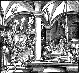Kiduttaa. Kuvitus Petrarchin kirjasta Phisicke Against Fortune, 1532