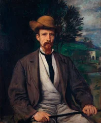 "Omamuotokuva keltaisella hatulla" (Omakuva keltaisella hatulla) Hans von Mareesin (1837-1887) maalaus Koko 97x80 cm Öljy kankaalle 1874 Staatliche Museen, Berliini