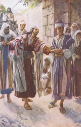 Paavali johti Damaskokseen, kuvitus Harold Copping Pictures: The Crown -sarjasta, noin 1920-luku