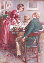 Ruth Pinch tekee vanukas, joka on havainnollistava B.W. Matz