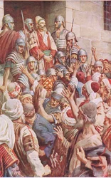 Pyhä Paavali Jerusalemissa, kuvitus Harold Copping Picturesista: The Crown Series, noin 1920-luku