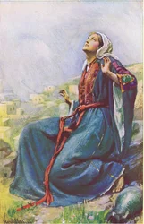The Annunciation, kuvitus "Harold Copping Pictures: The Crown Series" -sarjasta, noin 1920-luku (värilitho)