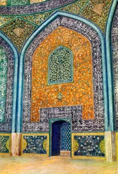 Seinäpaneeli Sheikh Lutfullahin moskeijassa Isfahanissa, Iranissa, 1931.