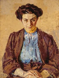 Sininen pusero, Elene Zompolidesin muotokuva (1880-1958) (öljy kankaalle)