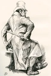 Bill Sikes. Harry Furnissin kuvitus Charles Dickensin romaanille Oliver Twist, The Testimonial Editionista, julkaistu 1910.