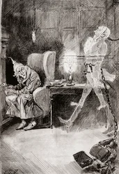 Kuvitus joululaululle Charles Dickensin joulukirjoista