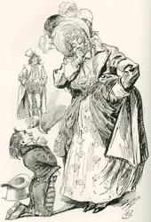 Majuri Tpschoffki. Harry Furnissin kuvitus Charles Dickensin joulutarinalle Going Into Society, The Testimonial Editionista, julkaistu 1910.