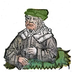 Muotokuva Plotinuksesta (205 - 270), kreikkalaisesta filosofista. Hartmann Schedelin "" Nürnbergin kronikat" ksylografia