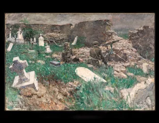 Konekivääriasema, noin 1918 (öljy kankaalle)