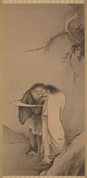 The Chinese Taoist Immortals, Han-shan and Shih-te Kanzan and Jittoku, Meiji era, 1886.