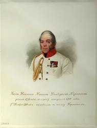 Kreivi Nikita Ivanovitš Dondukov-Korsakovin muotokuva 1776-1857 Imperiumin hevosvartijoiden albumista, 1846-1849
