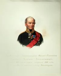 Dmitri Vasilyevich Vasiltshikovin muotokuva 1778-1859 Imperiumin hevosvartijoiden albumista, 1846-1849