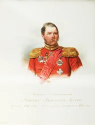 Kenraali Anton Antonovich von Essenin muotokuva 1797-1863 Imperial Horse Guardsin albumista, 1846-1849
