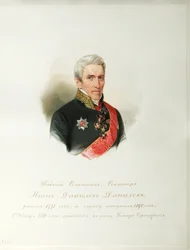 Ivan Danilovich Danilovin muotokuva 1770-1852 Imperiumin hevosvartijoiden albumista, 1846-1849
