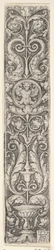 Pystysuuntainen paneeli kynttelikköllä, jossa on kentaurilla varustettu medaljonki ja dolpipari..., 1529.