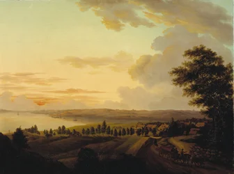 Seelannin maisema, ilta