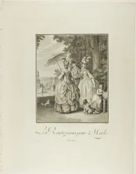 Rendezvous For Marly, teoksesta Monument du Costume Physique et Moral de la fin du Dix-huitième siècle (Monument du Costume Physique et Moral de la fin du Dix-huitième siècle)