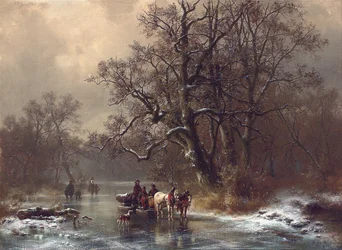 Metsästäjät jäätyneellä vesiväylällä, 1873