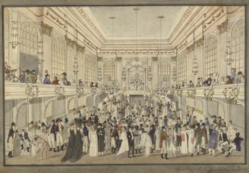 Naamiopallo Wienin Hofburgin Redoutensaalissa, n. 1815.