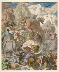 Hannibal ylittää Alpit, pubi. 1866 (käsinvärinen kaiverrus)