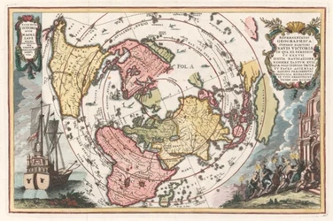 Maailmankartta Magellanin ympärimatkalla Schererin Atlas novuksesta, 1702-1703