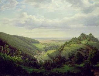 Näkymä Heilenbergin linnasta Jugenheimissa Reinin varrella, 1846